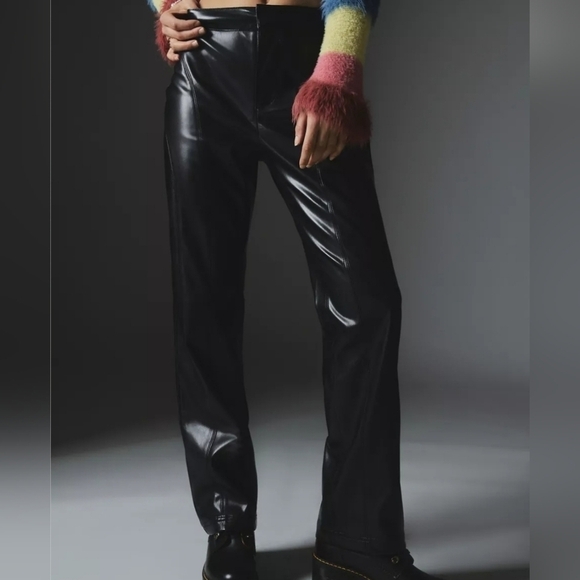 Urban Outfitters Silence + Noise Sydney Faux Leather Moto Pants in Black NWT - Picture 4 of 13